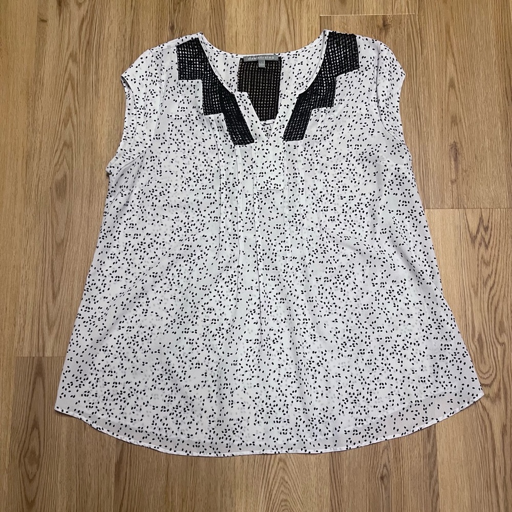 Daniel Rainn Black and White Sleeveless Top with A-Line Silhouette